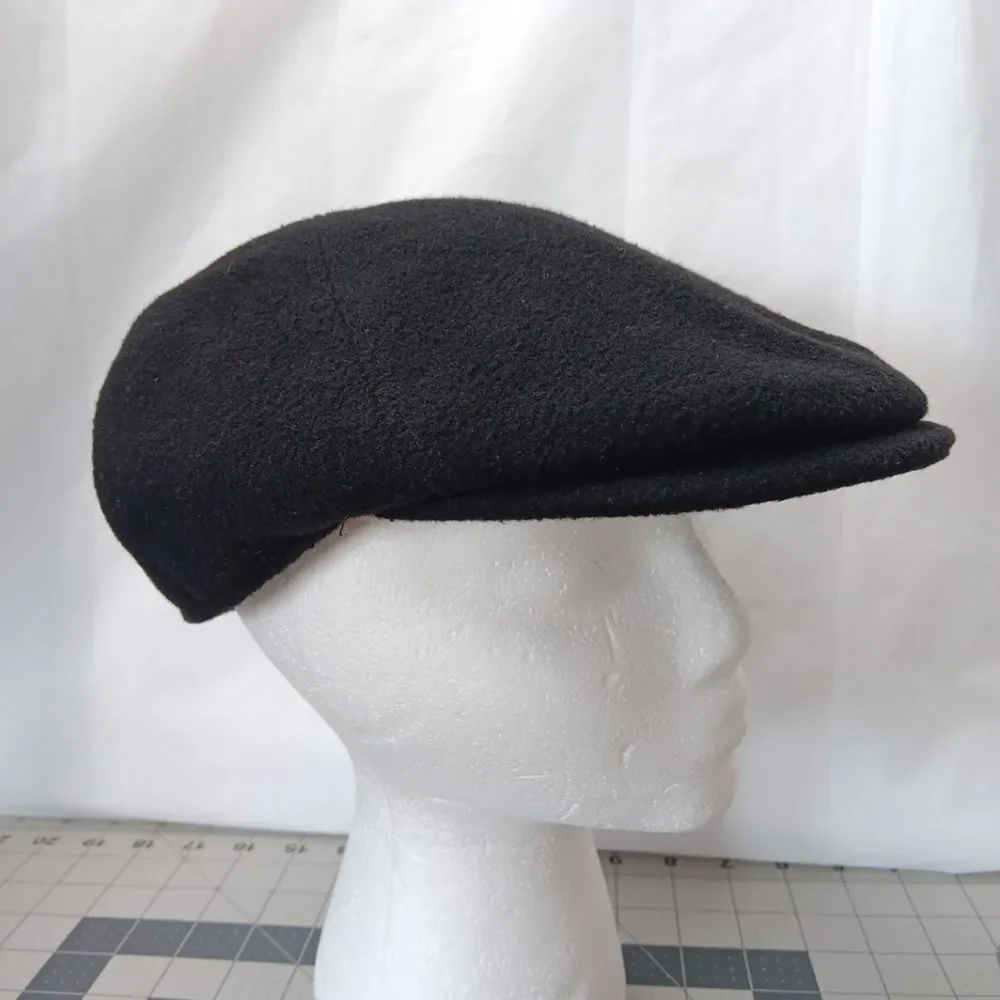 Aurega Milano Wool Flat Cap Black Made in Italy Size 59 Unisex